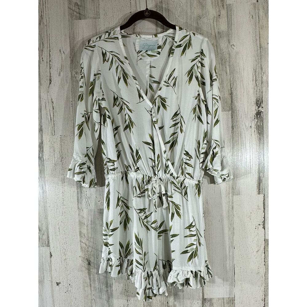 Piyama Harper Olive‎ Leaf Bridesmaid Romper Size Small Pajamas Ruffle